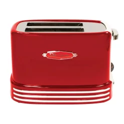 Toasters Nostalgia Retro Series 2-Slice Red Wide Slot Bagel Toaster With Crumb Tray And Shade Settings