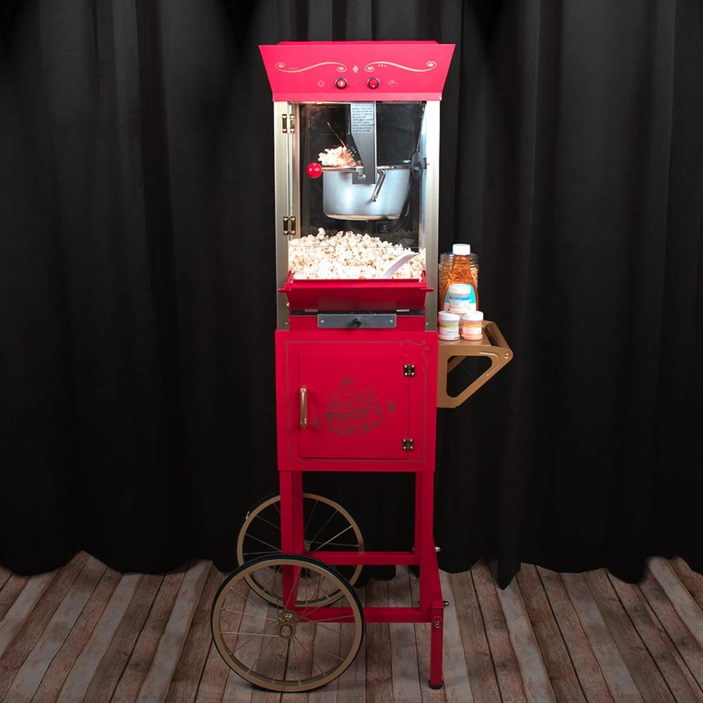 Popcorn Machines Nostalgia Vintage 600-Watt 8 Oz. Oil Red Popcorn Machine With Cart 2 Popcorn Machines Nostalgia Vintage 600-Watt 8 Oz. Oil Red Popcorn Machine With Cart - Image 2