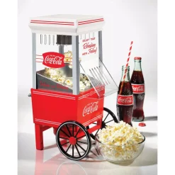 Popcorn Machines Nostalgia Coca-Cola 4 Oz. Red Hot Air Popcorn Machine With Cart -MegaChef Sales Shop red nostalgia popcorn machines ofp501coke c3 1000