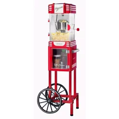 Popcorn Machines Nostalgia Retro 300 W 2.5 Oz. Red Popcorn Cart With Lighted Interior