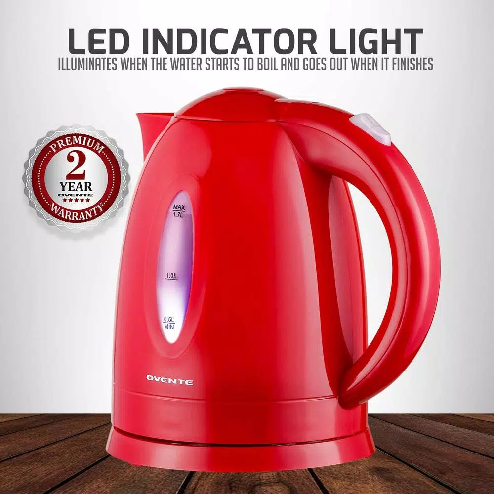 Electric Kettles Ovente KP72R 7-Cup Red BPA Free Electric Kettle With Auto Shut-Off And Boil-Dry Protection 5 Electric Kettles Ovente KP72R 7-Cup Red BPA Free Electric Kettle With Auto Shut-Off And Boil-Dry Protection - Image 5