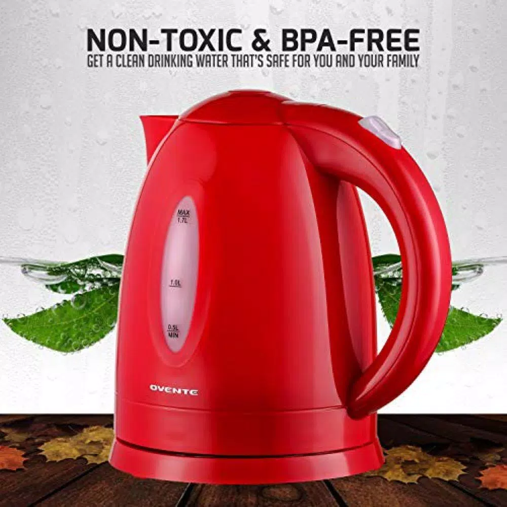 Electric Kettles Ovente KP72R 7-Cup Red BPA Free Electric Kettle With Auto Shut-Off And Boil-Dry Protection 2 Electric Kettles Ovente KP72R 7-Cup Red BPA Free Electric Kettle With Auto Shut-Off And Boil-Dry Protection - Image 2