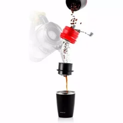 Coffee Makers Ovente Single Serve Red Coffee Grinder, French Press, 2-in-1 Carafe Coffee Maker Machine, With Insulated Cup -MegaChef Sales Shop red ovente french presses cmb281r 44 1000