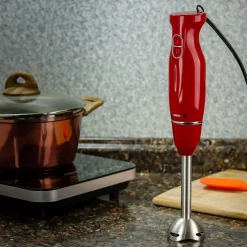 Blenders Ovente Immersion Blender, Stainless Steel Blades, 300W Multipurpose Hand Mixer, 2-Speed Settings, Red (HS560R) -MegaChef Sales Shop red ovente immersion blenders hs560r 76 1000