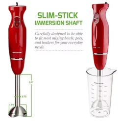 Blenders Ovente Ultra-Stick Immersion, 300-Watts, Hand Blender Set, Whisk+Beaker+Chopper, Stainless Steel, 2-Speed Setting -MegaChef Sales Shop red ovente immersion blenders hs565r 76 1000