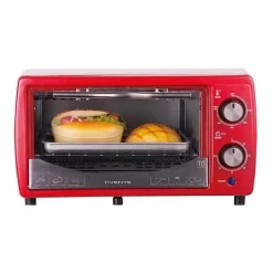 Toasters Ovente 700-Watt 4-Slice Red Electric Toaster Oven With Timer Knob And Tempered Glass Door Cool-Touch Handle, Includes LED Light -MegaChef Sales Shop red ovente toaster ovens to6895r 31 1000