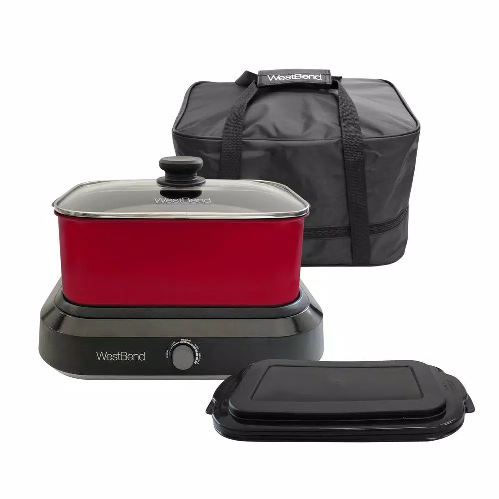 Cookers West Bend 5 Qt. Red Non-Stick Versatility Slow Cooker With 5-Temperature Settings Includes Travel Lid And Thermal Tote 2 Cookers West Bend 5 Qt. Red Non-Stick Versatility Slow Cooker With 5-Temperature Settings Includes Travel Lid And Thermal Tote - Image 2