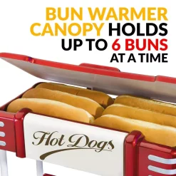 Electric Skillets & Indoor Grills Nostalgia Retro Red Electric Hot Dog Roller And Bun Warmer -MegaChef Sales Shop retro red nostalgia indoor grills hdr8rr fa 1000