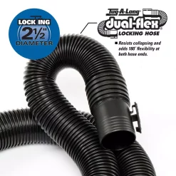 Vacuum Parts RIDGID 2-1/2 In. X 20 Ft. Dual-Flex Tug-A-Long Locking Vacuum Hose For RIDGID Wet/Dry Shop Vacuums -MegaChef Sales Shop ridgid vacuum parts la2522 1d 1000