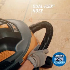 Vacuum Parts RIDGID 2-1/2 In. X 20 Ft. Dual-Flex Tug-A-Long Locking Vacuum Hose For RIDGID Wet/Dry Shop Vacuums -MegaChef Sales Shop ridgid vacuum parts la2522 4f 1000