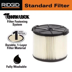 Vacuum Parts RIDGID Standard Pleated Paper Filter And Wet Application Foam Filter For 3 To 4.5 Gal. RIDGID Wet/Dry Shop Vacuums 19 Vacuum Parts RIDGID Standard Pleated Paper Filter And Wet Application Foam Filter For 3 To 4.5 Gal. RIDGID Wet/Dry Shop Vacuums -MegaChef Sales Shop ridgid vacuum parts vf3437 66 1000