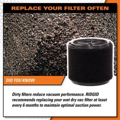 Vacuum Parts RIDGID Standard Pleated Paper Filter And Wet Application Foam Filter For 3 To 4.5 Gal. RIDGID Wet/Dry Shop Vacuums 26 Vacuum Parts RIDGID Standard Pleated Paper Filter And Wet Application Foam Filter For 3 To 4.5 Gal. RIDGID Wet/Dry Shop Vacuums -MegaChef Sales Shop ridgid vacuum parts vf3437 76 1000