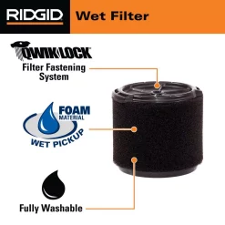 Vacuum Parts RIDGID Standard Pleated Paper Filter And Wet Application Foam Filter For 3 To 4.5 Gal. RIDGID Wet/Dry Shop Vacuums 20 Vacuum Parts RIDGID Standard Pleated Paper Filter And Wet Application Foam Filter For 3 To 4.5 Gal. RIDGID Wet/Dry Shop Vacuums -MegaChef Sales Shop ridgid vacuum parts vf3437 77 1000