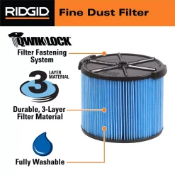 Vacuum Parts RIDGID Filter Kit With VF3500 Fine Dust Filter And VF3501 Dust Bags (2-pack) For 3 To 4.5 Gal. RIDGID Wet/Dry Shop Vacuums -MegaChef Sales Shop ridgid vacuum parts vf3511 66 1000