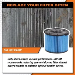 Vacuum Parts RIDGID Filter Kit With VF3500 Fine Dust Filter And VF3501 Dust Bags (2-pack) For 3 To 4.5 Gal. RIDGID Wet/Dry Shop Vacuums -MegaChef Sales Shop ridgid vacuum parts vf3511 76 1000