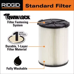 Vacuum Parts RIDGID Standard Pleated Paper Filter And Wet Application Foam Filter For Most 5 Gal. And Larger RIDGID Wet/Dry Shop Vacuums -MegaChef Sales Shop ridgid vacuum parts vf4070 66 1000