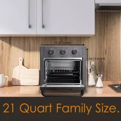 Air Fryers Boyel Living 19 Qt. Sandy Grey Cold-formed Steel Air Fryer Toaster Oven With Air Fry Air Roast Toast Broil Bake Function -MegaChef Sales Shop sandy grey boyel living air fryers ty kcv18wl gray 31 1000