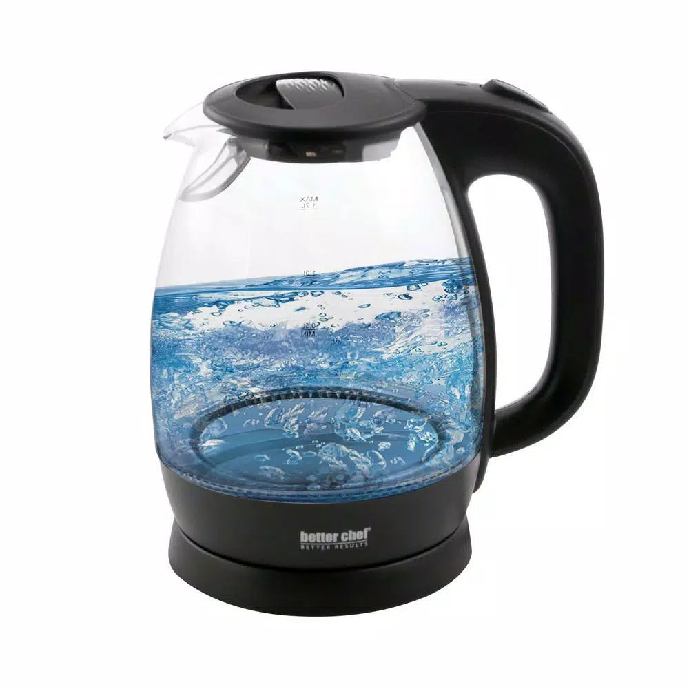 Electric Kettles Better Chef 7-Cup Black And Clear Glass Cordless Electric Tea Kettle 1 Electric Kettles Better Chef 7-Cup Black And Clear Glass Cordless Electric Tea Kettle
