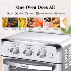 Air Fryers Boyel Living 19 Qt. Silver Stainless Steel Air Fryer Toaster Oven With Roast, Bake, Broil, Reheat, Accessories & Recipes Included -MegaChef Sales Shop silver boyel living air fryers gbk gto18 1f 1000