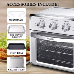 Air Fryers Boyel Living 19 Qt. Silver Stainless Steel Air Fryer Toaster Oven With Roast, Bake, Broil, Reheat, Accessories & Recipes Included -MegaChef Sales Shop silver boyel living air fryers gbk gto18 44 1000