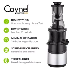 Juicers Boyel Living Silver Slow Black Masticating Juicer Cold Press High Yield Vertical Juicer -MegaChef Sales Shop silver boyel living juicers sj44806 1f 1000