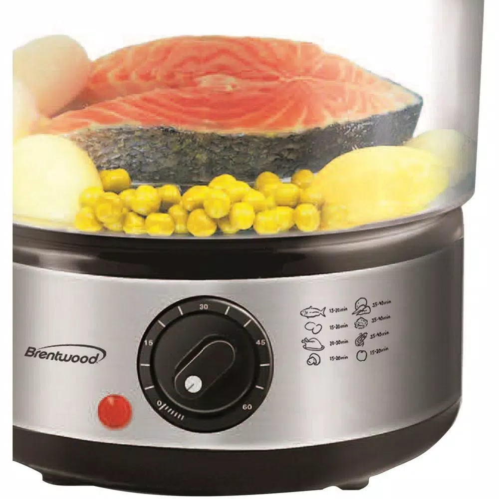 Cookers Brentwood Appliances 20-Cup Silver 2-Tier Food Steamer 6 Cookers Brentwood Appliances 20-Cup Silver 2-Tier Food Steamer - Image 6