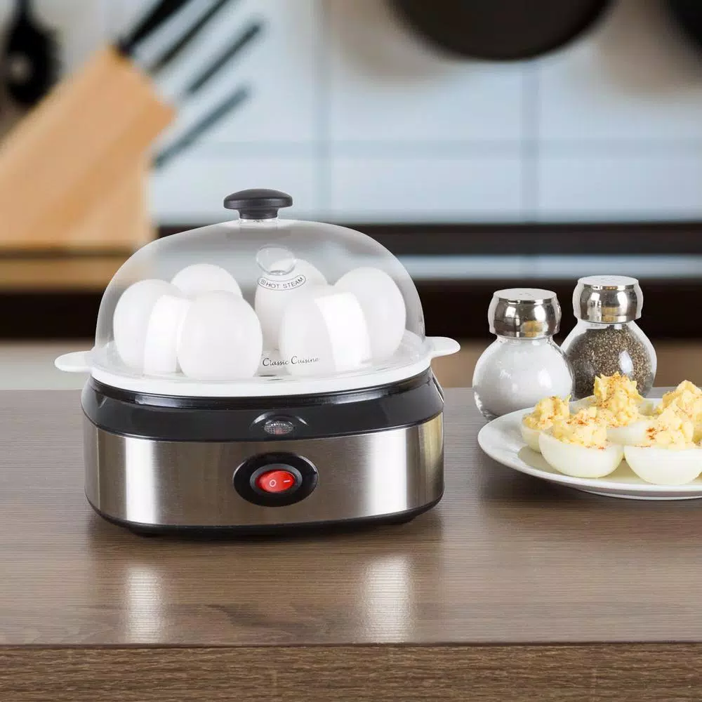 Egg Cookers Classic Cuisine 7-Egg Silver Egg Cooker With Automatic Shut-off 5 Egg Cookers Classic Cuisine 7-Egg Silver Egg Cooker With Automatic Shut-off - Image 5