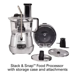 Food Processing Hamilton Beach Stack & Snap 8-Cup 3-Speed Silver Food Processor With Built-in Bowl Scraper -MegaChef Sales Shop silver hamilton beach food processors 70820 1d 1000