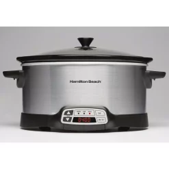 Cookers Hamilton Beach 6 Qt. Programmable Silver Slow Cooker With Temperature Controls -MegaChef Sales Shop silver hamilton beach slow cookers 33660 44 1000