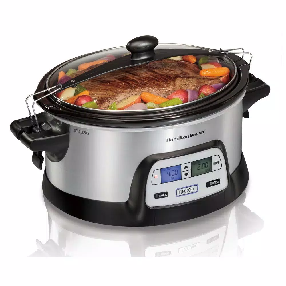 Cookers Hamilton Beach FlexCook 6 Qt. Silver Programmable Slow Cooker With Temperature Controls 6 Cookers Hamilton Beach FlexCook 6 Qt. Silver Programmable Slow Cooker With Temperature Controls - Image 6