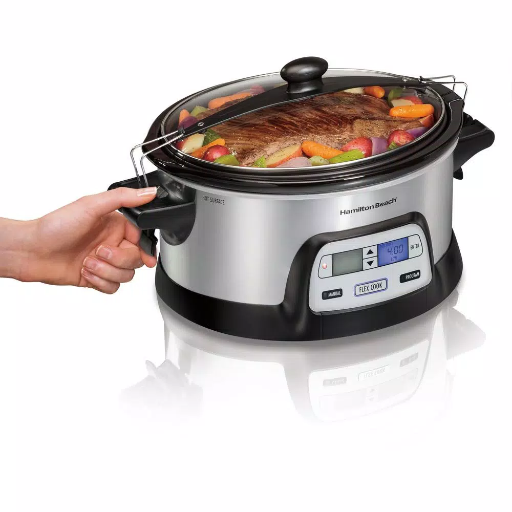 Cookers Hamilton Beach FlexCook 6 Qt. Silver Programmable Slow Cooker With Temperature Controls 4 Cookers Hamilton Beach FlexCook 6 Qt. Silver Programmable Slow Cooker With Temperature Controls - Image 4