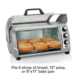 Toasters Hamilton Beach Easy Reach 1400 W 6-Slice Grey Toaster Oven With Roll Top Door -MegaChef Sales Shop silver hamilton beach toaster ovens 31127d 44 1000