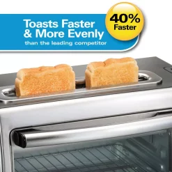 Toasters Hamilton Beach 2 In 1 1450 W 4-Slice Silver Toaster Oven With 2-Slice Toaster Slots -MegaChef Sales Shop silver hamilton beach toaster ovens 31156 1f 1000