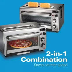 Toasters Hamilton Beach 2 In 1 1450 W 4-Slice Silver Toaster Oven With 2-Slice Toaster Slots -MegaChef Sales Shop silver hamilton beach toaster ovens 31156 4f 1000