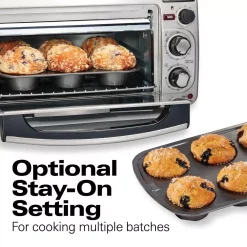 Toasters Hamilton Beach 2 In 1 1450 W 4-Slice Silver Toaster Oven With 2-Slice Toaster Slots -MegaChef Sales Shop silver hamilton beach toaster ovens 31156 66 1000