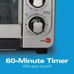 Toasters Hamilton Beach 2 In 1 1450 W 4-Slice Silver Toaster Oven With 2-Slice Toaster Slots -MegaChef Sales Shop silver hamilton beach toaster ovens 31156 76 1000