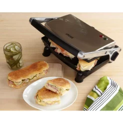 Electric Skillets & Indoor Grills IMUSA 1000 W Silver Non-Stick Panini Press -MegaChef Sales Shop silver imusa panini presses gau 80103 4f 1000