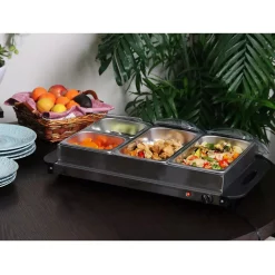 Food Warmers MegaChef 2.5 L Stainless Steel Warming Tray With 4 Crocks -MegaChef Sales Shop silver megachef buffet servers 985103785m fa 1000
