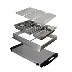 Food Warmers MegaChef 1.5 L Stainless Steel Warming Tray With 3 Crocks -MegaChef Sales Shop silver megachef buffet servers 985103786m 44 1000