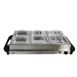 Food Warmers MegaChef 1.5 L Stainless Steel Warming Tray With 3 Crocks -MegaChef Sales Shop silver megachef buffet servers 985103786m 4f 1000