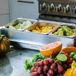 Food Warmers Ovente Mini 3-Tray Buffet Server And Food Warmer With Stand Alone Warmer Tray 19 Food Warmers Ovente Mini 3-Tray Buffet Server And Food Warmer With Stand Alone Warmer Tray -MegaChef Sales Shop silver ovente buffet servers fw153s 31 1000