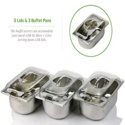 Food Warmers Ovente Mini 3-Tray Buffet Server And Food Warmer With Stand Alone Warmer Tray 16 Food Warmers Ovente Mini 3-Tray Buffet Server And Food Warmer With Stand Alone Warmer Tray -MegaChef Sales Shop silver ovente buffet servers fw153s 44 1000