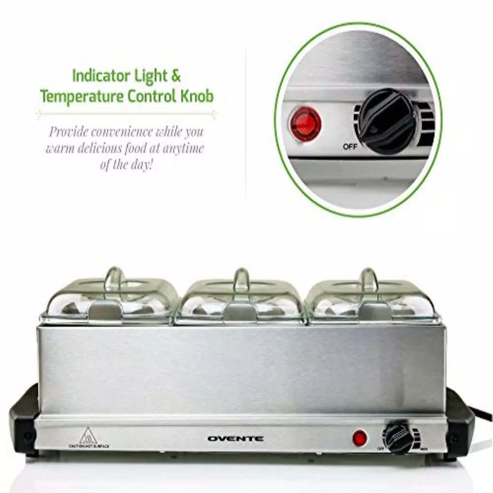 Food Warmers Ovente Mini 3-Tray Buffet Server And Food Warmer With Stand Alone Warmer Tray 5 Food Warmers Ovente Mini 3-Tray Buffet Server And Food Warmer With Stand Alone Warmer Tray - Image 5