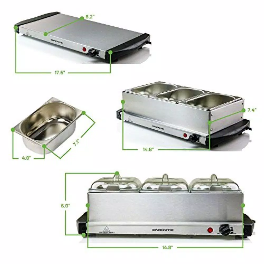 Food Warmers Ovente Mini 3-Tray Buffet Server And Food Warmer With Stand Alone Warmer Tray 3 Food Warmers Ovente Mini 3-Tray Buffet Server And Food Warmer With Stand Alone Warmer Tray - Image 3