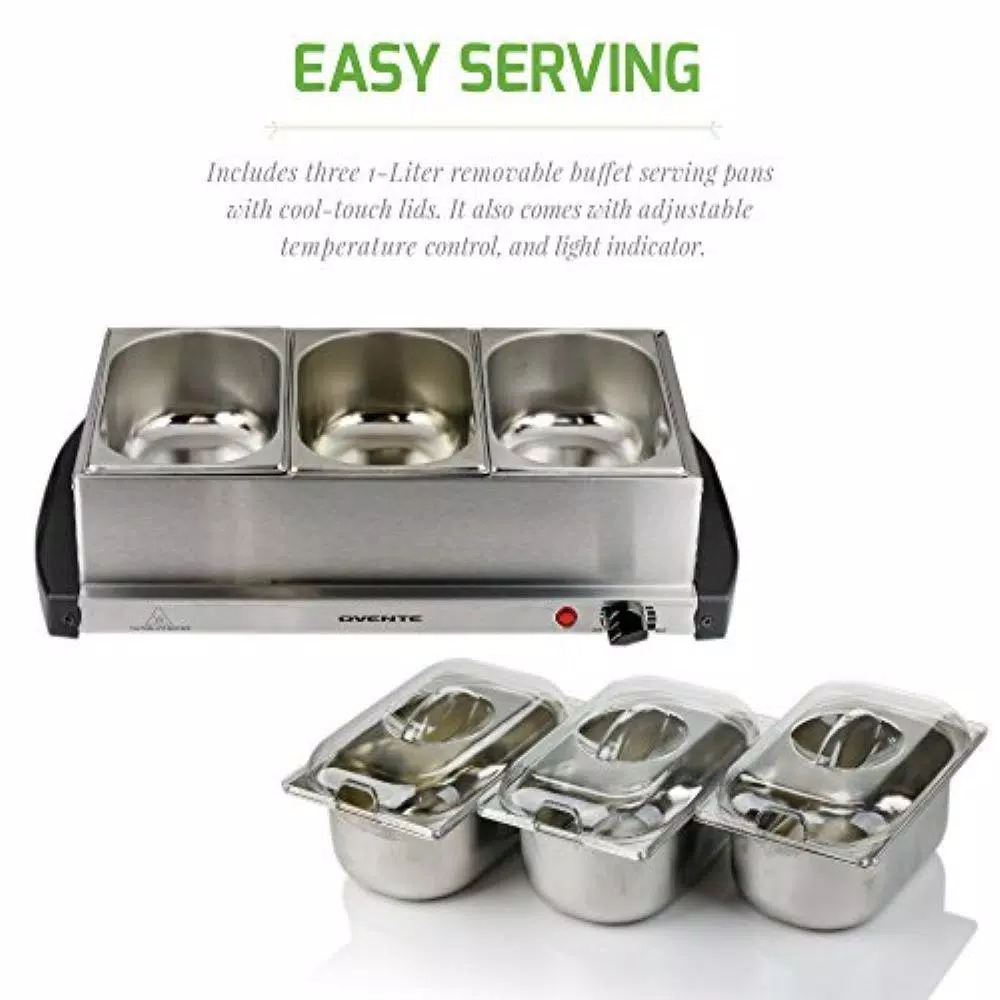 Food Warmers Ovente Mini 3-Tray Buffet Server And Food Warmer With Stand Alone Warmer Tray 9 Food Warmers Ovente Mini 3-Tray Buffet Server And Food Warmer With Stand Alone Warmer Tray - Image 9