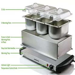 Food Warmers Ovente Mini 3-Tray Buffet Server And Food Warmer With Stand Alone Warmer Tray 13 Food Warmers Ovente Mini 3-Tray Buffet Server And Food Warmer With Stand Alone Warmer Tray -MegaChef Sales Shop silver ovente buffet servers fw153s c3 1000