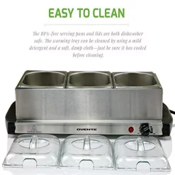 Food Warmers Ovente Mini 3-Tray Buffet Server And Food Warmer With Stand Alone Warmer Tray 17 Food Warmers Ovente Mini 3-Tray Buffet Server And Food Warmer With Stand Alone Warmer Tray -MegaChef Sales Shop silver ovente buffet servers fw153s fa 1000