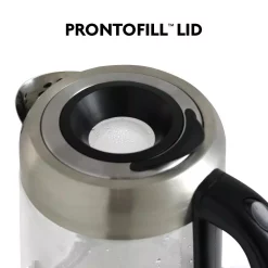 Electric Kettles Ovente 7-Cup 1.7 L Silver Glass Electric Kettle With ProntoFill Technology-Fill Up With Lid On -MegaChef Sales Shop silver ovente electric kettles kg612s 4f 1000