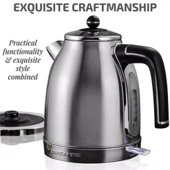Electric Kettles Ovente 7.2-Cup Silver Stainless Steel Electric Kettle With Removable Filter, Boil Dry Protection And Auto Shut Off Features -MegaChef Sales Shop silver ovente electric kettles ks777s 4f 1000