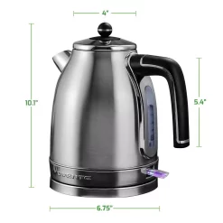 Electric Kettles Ovente 7.2-Cup Silver Stainless Steel Electric Kettle With Removable Filter, Boil Dry Protection And Auto Shut Off Features -MegaChef Sales Shop silver ovente electric kettles ks777s fa 1000